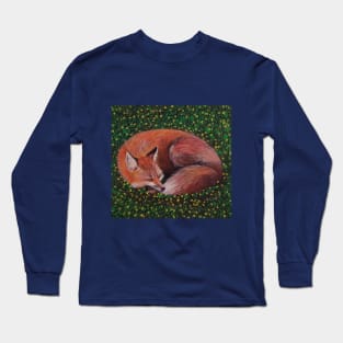 fox sleeping in buttercups Long Sleeve T-Shirt